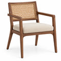 Silla con respaldo con detalles de entramado, beige y marrón