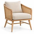 Sillón con estructura abierta con detalles de entramado, beige y marrón