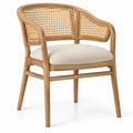 Silla con respaldo con detalles de entramado, beige y marrón