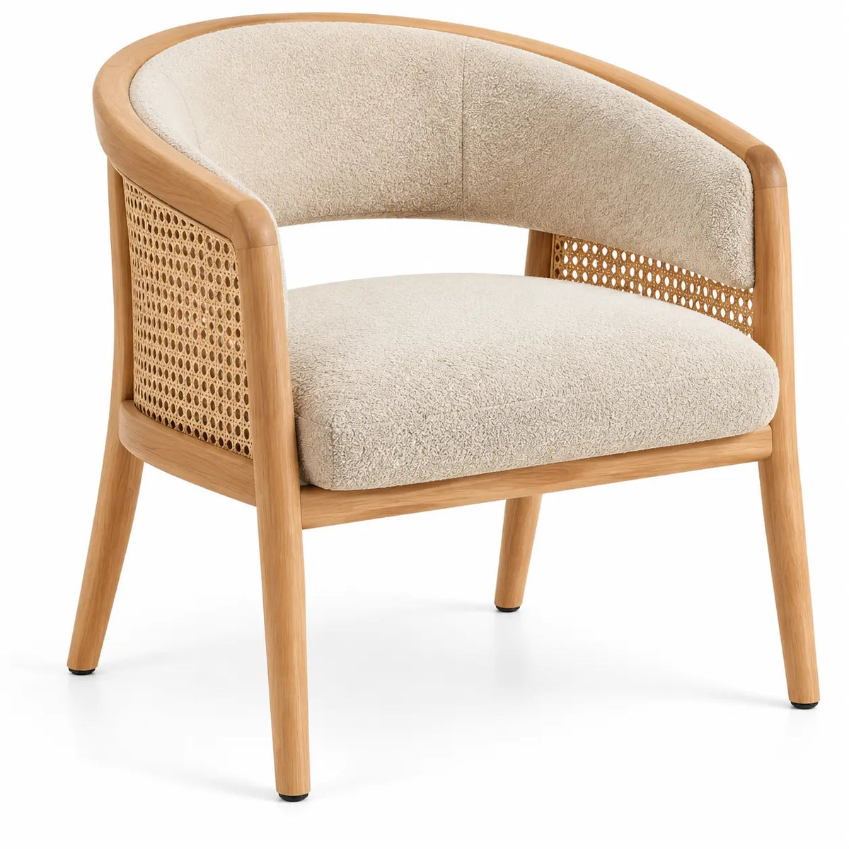 Silla con respaldo con detalles de entramado, beige y marrón