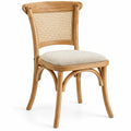 Silla con respaldo con detalles de entramado, beige y marrón